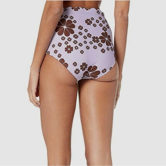 Kate Spade | Scalloped Lilac Brown Pastel Flower Bikini Swimsuit 2 Pc SET Small - Picture 5 of 11